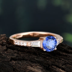 1 Carat 4 Prong Sapphire Engagement Ring Side Stone Promise Ring