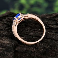 1 Carat 4 Prong Sapphire Engagement Ring Side Stone Promise Ring