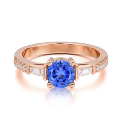 1 Carat 4 Prong Sapphire Engagement Ring Side Stone Promise Ring