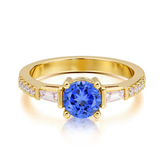 1 Carat 4 Prong Sapphire Engagement Ring Side Stone Promise Ring