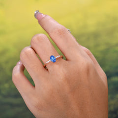 1 Carat Oval Cut 4-Prong Sapphire Dainty Engagement Ring