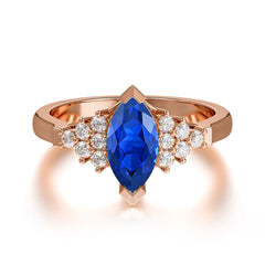 1CT Marquise Cut 2 Prong Sapphire Cluster Engagement Anniversary Ring