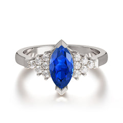 1CT Marquise Cut 2 Prong Sapphire Cluster Engagement Anniversary Ring