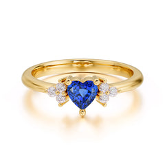 3 Prong Heart Cut Classic Sapphire Engagement Ring Side with 3-stone