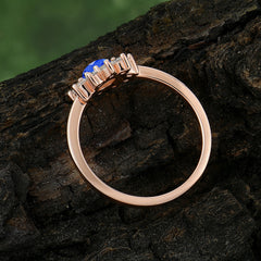 Flower Inspired Unique Cluster Ring Round Cut Sapphire Engagement Ring