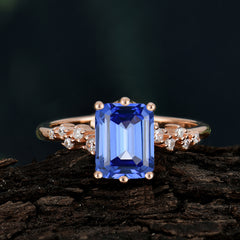 6 Prong Timeless 3 Carat Emerald Cut Sapphire Engagement Ring