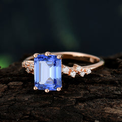 6 Prong Timeless 3 Carat Emerald Cut Sapphire Engagement Ring