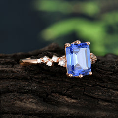 6 Prong Timeless 3 Carat Emerald Cut Sapphire Engagement Ring