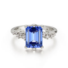 6 Prong Timeless 3 Carat Emerald Cut Sapphire Engagement Ring