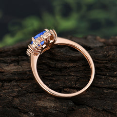 Sapphire Princess Cut Cluster Ring | 4 Prong Setting | Dazzling Design | Pure Brilliance Sapphire Ring