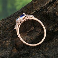1 Carat 4 Prong Emerald Cut Sapphire Classic Side Stone Engagement Ring