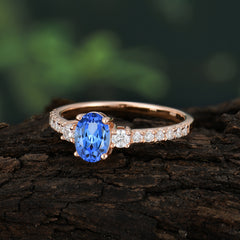 1 Carat Oval Cut 4 Prong Three Stone Sapphire Promise Ring Classic Wedding Ring