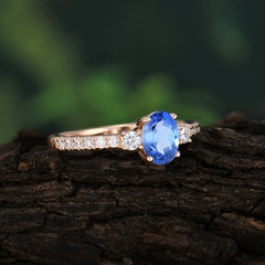 1 Carat Oval Cut 4 Prong Three Stone Sapphire Promise Ring Classic Wedding Ring