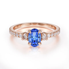 1 Carat Oval Cut 4 Prong Three Stone Sapphire Promise Ring Classic Wedding Ring
