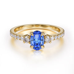 1 Carat Oval Cut 4 Prong Three Stone Sapphire Promise Ring Classic Wedding Ring
