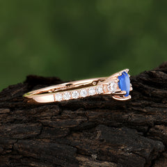 3 Prong Heart Shaped Sapphire Promise Ring Unique Three Stone Engagement Ring