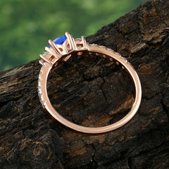3 Prong Heart Shaped Sapphire Promise Ring Unique Three Stone Engagement Ring