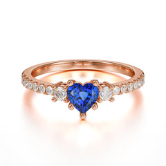 3 Prong Heart Shaped Sapphire Promise Ring Unique Three Stone Engagement Ring