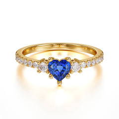 3 Prong Heart Shaped Sapphire Promise Ring Unique Three Stone Engagement Ring
