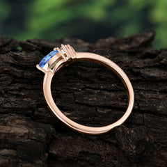 2 Prong Sapphire Oval Cut Ring with Sparkly Side Stones for Her