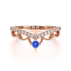 4 Prong Round Cut Princess Queen Crown Tiara Ring Unique Sapphire Rings Band Ring