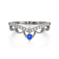 4 Prong Round Cut Princess Queen Crown Tiara Ring Unique Sapphire Rings Band Ring