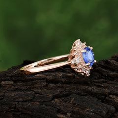 4 Prong Vintage Round Cut Cluster Sapphire Ring | Wedding & Engagement Ring | Flower Design Jewelry