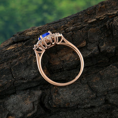 4 Prong Vintage Round Cut Cluster Sapphire Ring | Wedding & Engagement Ring | Flower Design Jewelry