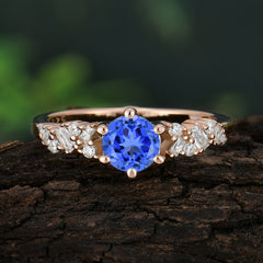 0.8 Carat 6 Prong Round Cut Sapphire Classic Engagement Wedding Ring