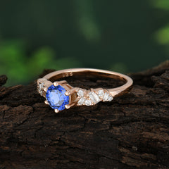 0.8 Carat 6 Prong Round Cut Sapphire Classic Engagement Wedding Ring