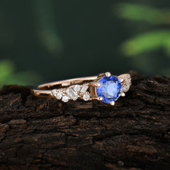 0.8 Carat 6 Prong Round Cut Sapphire Classic Engagement Wedding Ring