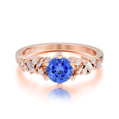 0.8 Carat 6 Prong Round Cut Sapphire Classic Engagement Wedding Ring