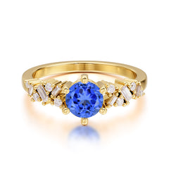 0.8 Carat 6 Prong Round Cut Sapphire Classic Engagement Wedding Ring