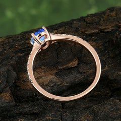 1 Carat Oval Cut 4 Prong Classic Sapphire Promise Ring Pave Setting