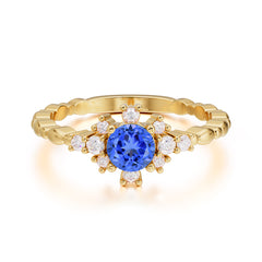 0.5 Carat 4 Prong Round Cut Unique Cluster Sapphire Wedding Ring