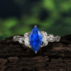Nature-Inspired 6 Prong Dazzling Marquise Sapphire Engagement Ring