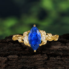 Nature-Inspired 6 Prong Dazzling Marquise Sapphire Engagement Ring