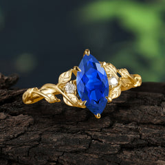 Nature-Inspired 6 Prong Dazzling Marquise Sapphire Engagement Ring