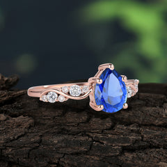5 Prong Luxury Pear-Cut Sapphire Engagement Ring