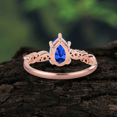 5 Prong Luxury Pear-Cut Sapphire Engagement Ring