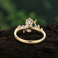 Nature-Inspired Leafy Branch 4-Prong Marquise Moissanite Engagement Ring