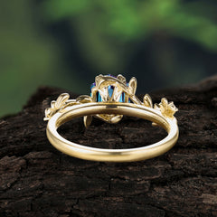 Nature-Inspired Vine-Wrapped 4-Prong Hexagon-Cut Alexandrite Engagement Ring