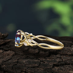 Vintage 5-Prong Heart-Cut Alexandrite Engagement Ring