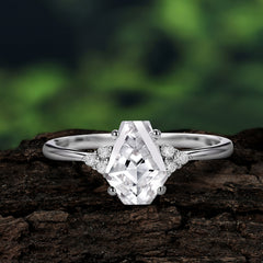 Minimalist 4-Prong Coffin-Cut Moissanite Engagement Ring