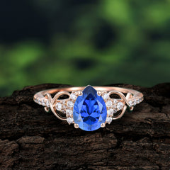 Luxury 4-Prong Pear-Shaped Sapphire Wedding Ring