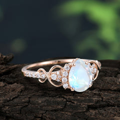 Classic Pear Shaped Natural Moonstone Engagement Ring/Promise Ring