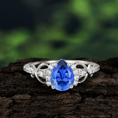 Luxury 4-Prong Pear-Shaped Sapphire Wedding Ring