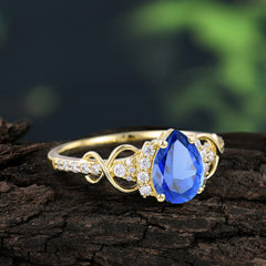Luxury 4-Prong Pear-Shaped Sapphire Wedding Ring