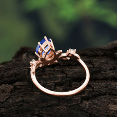 Nature-Inspired 6-Prong Teardrop Sapphire Engagement Ring