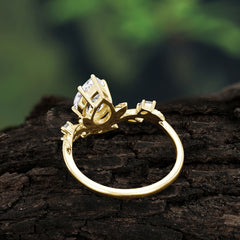 Nature-Inspired 6-Prong Teardrop Moissanite Engagement Ring